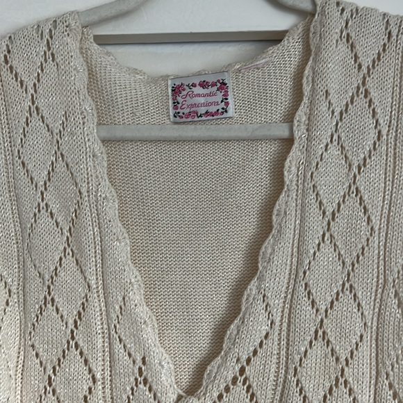 Romantic Expressions Vtg Boho Sweater Vest Size S/M - Picture 2 of 5